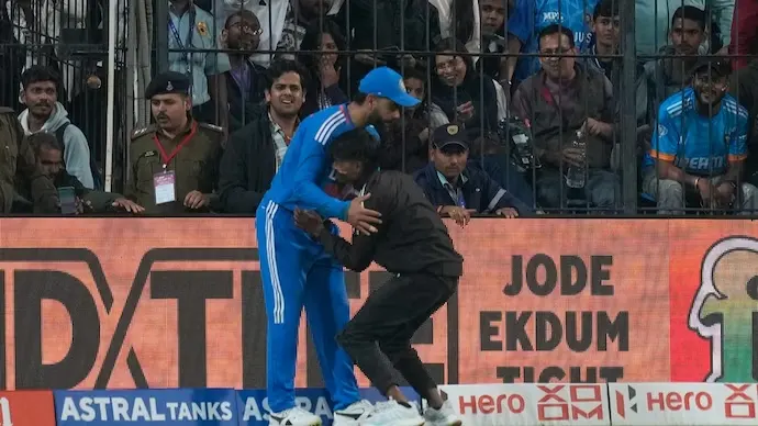 IND vs. AFG 2nd T20I in Indore: Police detain pitch invader for touching and hugging Virat Kohli's feet