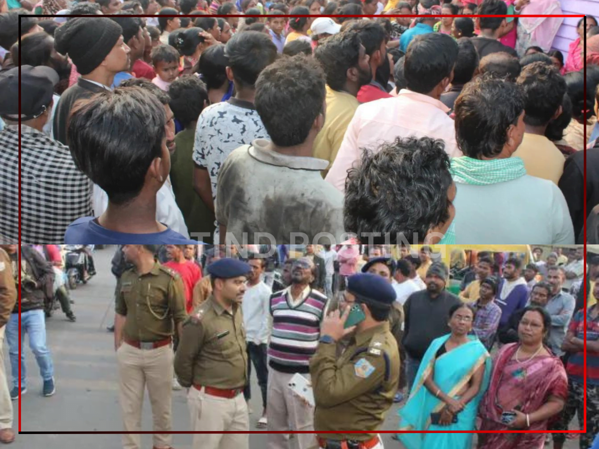 Jamshedpur News: Residents block a road in protest over open Murder of Taklu Lohar, Jamshedpur gangster