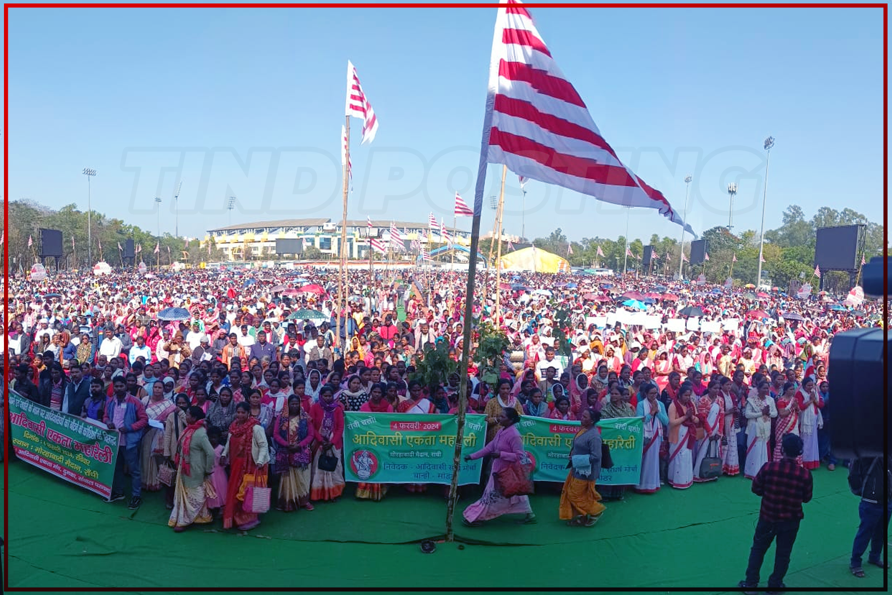 Ranchi News: Massive crowd gathered at Ranchi's Morhabadi Maidan for the Tribal Unity Maharally, expressing outrage over Hemant Soren's arrest