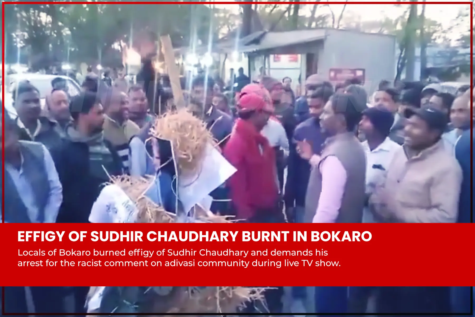 Effigy of Sudhir Chaudhary burnt in Bokaro