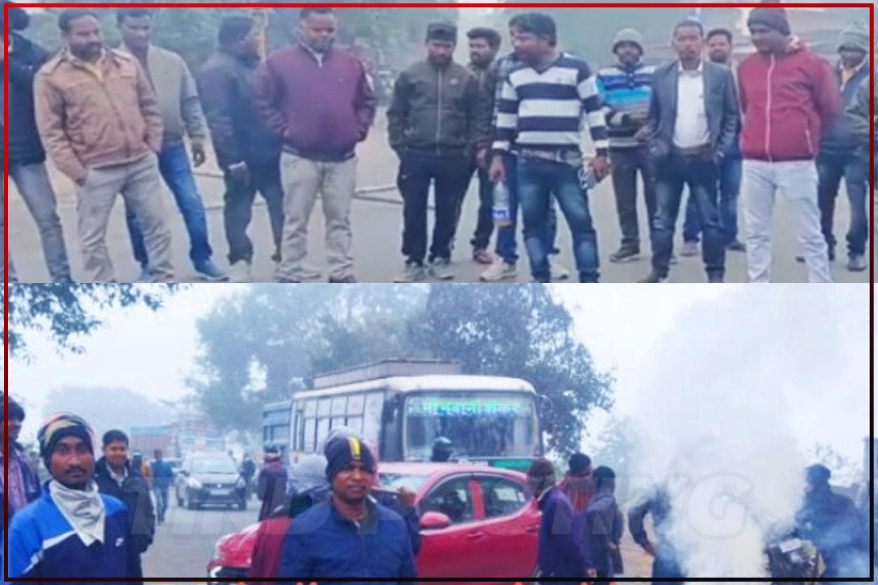 Rajnagar News: Locals and Tribals protested on the road against Hemant Soren's arrest in Rajnagar, Jharkhand Bandh demand